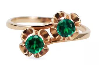 Ring Vintage Stil Smaragd Originales Vintage-Roségold aus 14 Karat vrc266r